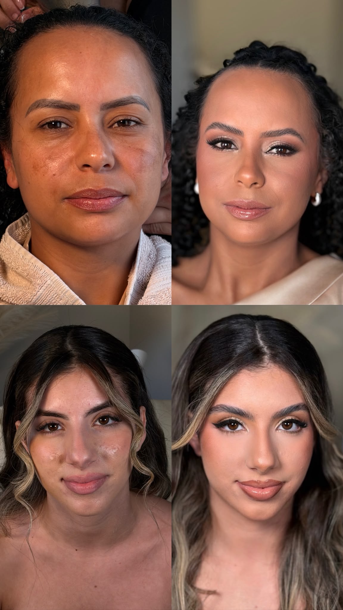 Before and after makeup transformation by Brenda Paixão