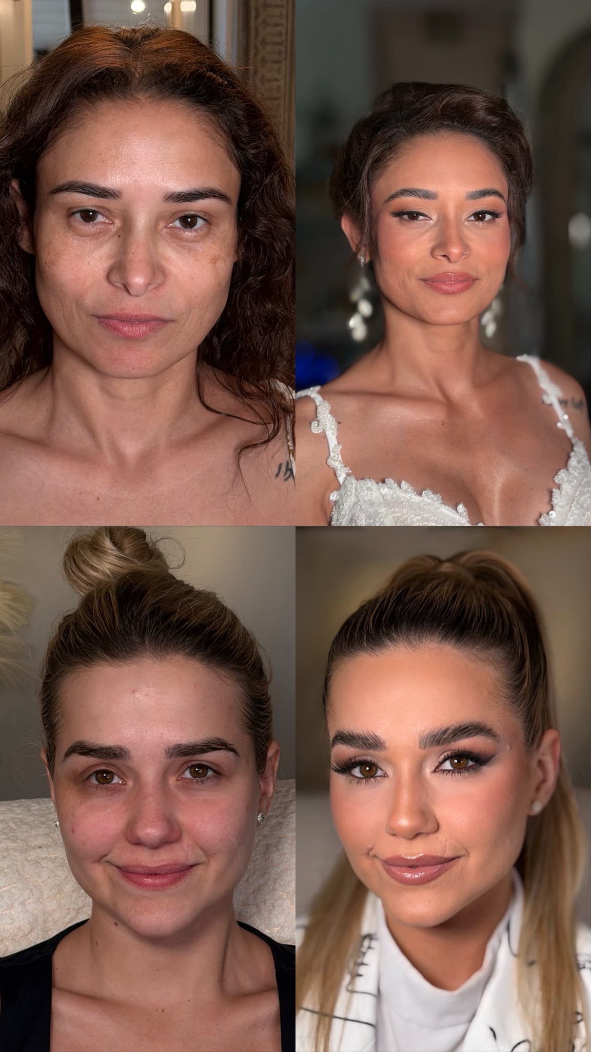 Before and after makeup transformation by Brenda Paixão